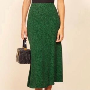 COPY - Reformation Bea Skirt- green- New with Tags- jitterbug print